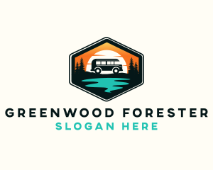 Outdoor River Camping Van logo design