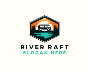 Outdoor River Camping Van logo design