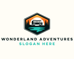 Outdoor River Camping Van logo design