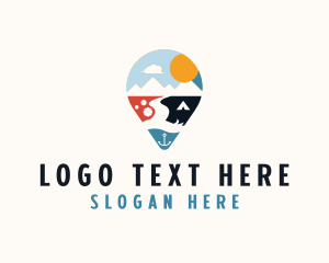 Location Pin - Adventure Travel Destination logo design