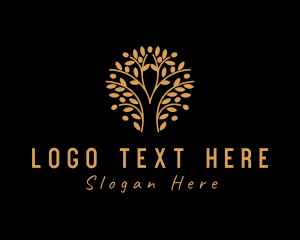 Willow Tree - Gold Tree Forest logo design