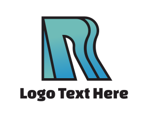 Text - Curvy Gradient R logo design