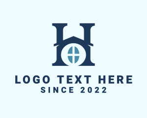 Mansion - Blue Home Letter H logo design