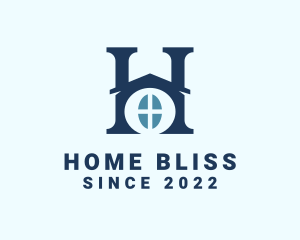 Blue Home Letter H logo design