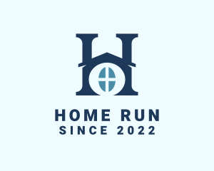 Blue Home Letter H logo design