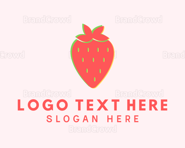 Red Strawberry Glitch Logo