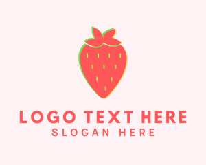 Anaglyph 3d - Red Strawberry Glitch logo design