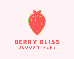 Strawberry - Red Strawberry Glitch logo design