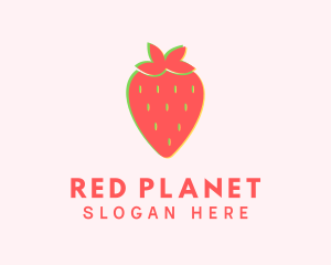 Red Strawberry Glitch logo design