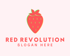 Red Strawberry Glitch logo design