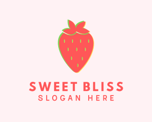 Red Strawberry Glitch logo design