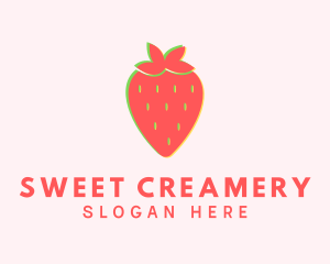 Red Strawberry Glitch logo design