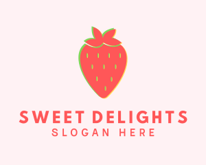 Red Strawberry Glitch logo design