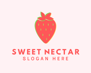 Red Strawberry Glitch logo design