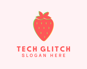 Red Strawberry Glitch logo design