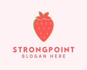 Anaglyph 3d - Red Strawberry Glitch logo design