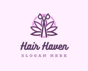 Haircare - Scissors Lotus Spa logo design