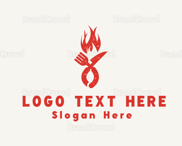 Flaming Grill Fork Knife Logo