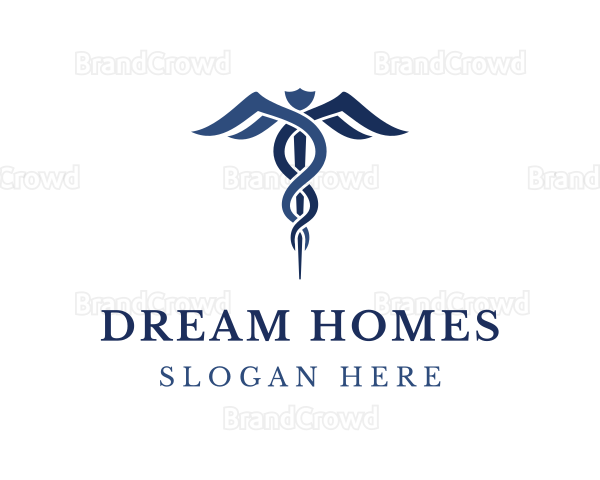Blue Hospital Caduceus Logo