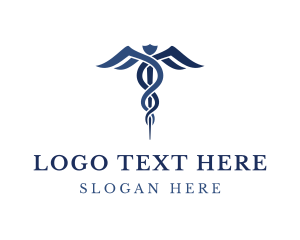 Healthcare - Blue Hospital Caduceus logo design