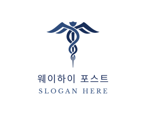 Blue Hospital Caduceus logo design