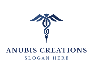 Blue Hospital Caduceus logo design