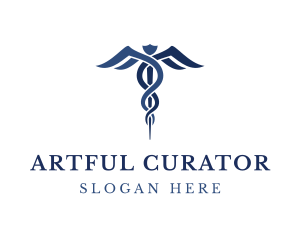 Blue Hospital Caduceus logo design