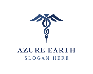 Blue Hospital Caduceus logo design