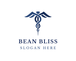 Blue Hospital Caduceus logo design