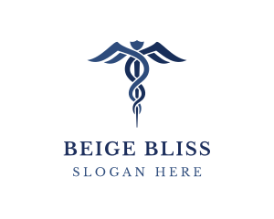 Blue Hospital Caduceus logo design