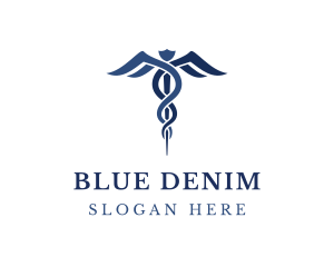 Blue Hospital Caduceus logo design