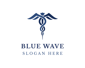 Blue Hospital Caduceus logo design