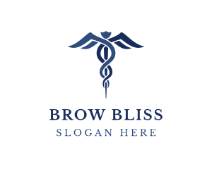 Blue Hospital Caduceus logo design