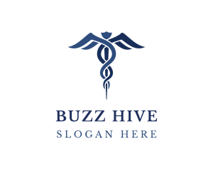 Blue Hospital Caduceus logo design
