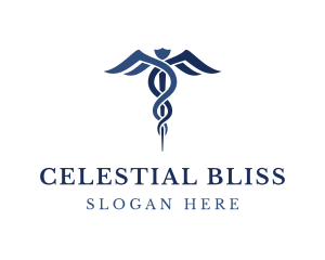 Blue Hospital Caduceus logo design