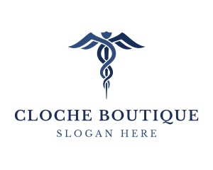 Blue Hospital Caduceus logo design