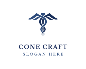 Blue Hospital Caduceus logo design