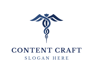 Blue Hospital Caduceus logo design