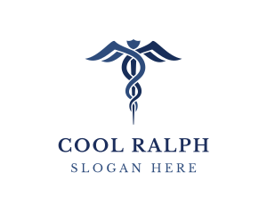 Blue Hospital Caduceus logo design