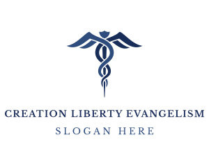 Blue Hospital Caduceus logo design