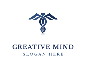 Blue Hospital Caduceus logo design