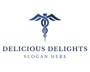 Blue Hospital Caduceus logo design