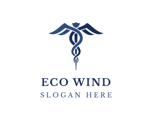 Blue Hospital Caduceus logo design