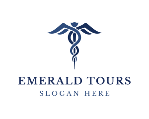 Blue Hospital Caduceus logo design