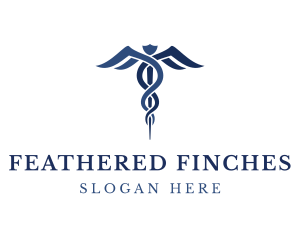 Blue Hospital Caduceus logo design