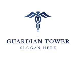 Blue Hospital Caduceus logo design