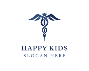 Blue Hospital Caduceus logo design