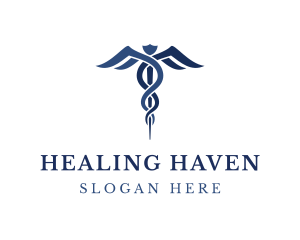 Treatment - Blue Hospital Caduceus logo design