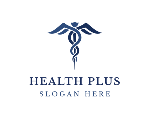 Blue Hospital Caduceus logo design