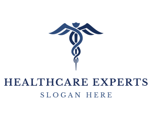 Physician - Blue Hospital Caduceus logo design